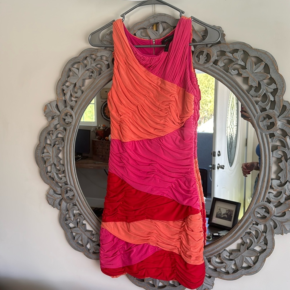 Vibrant Pink and Orange BCBG Dress with Zipper Back #partydress